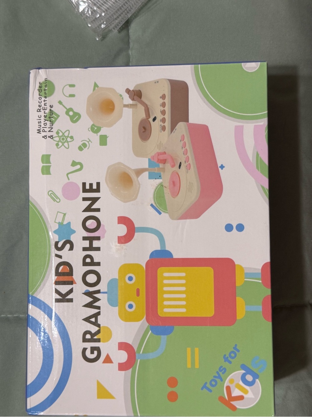 Kids Gramophone Toy - Pink and Cream Retro Music Player